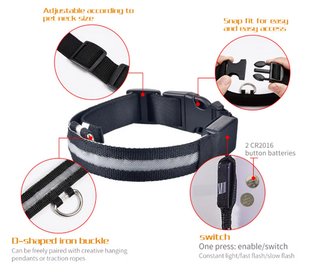 Light-Up Dog Collar (Battery Operated)