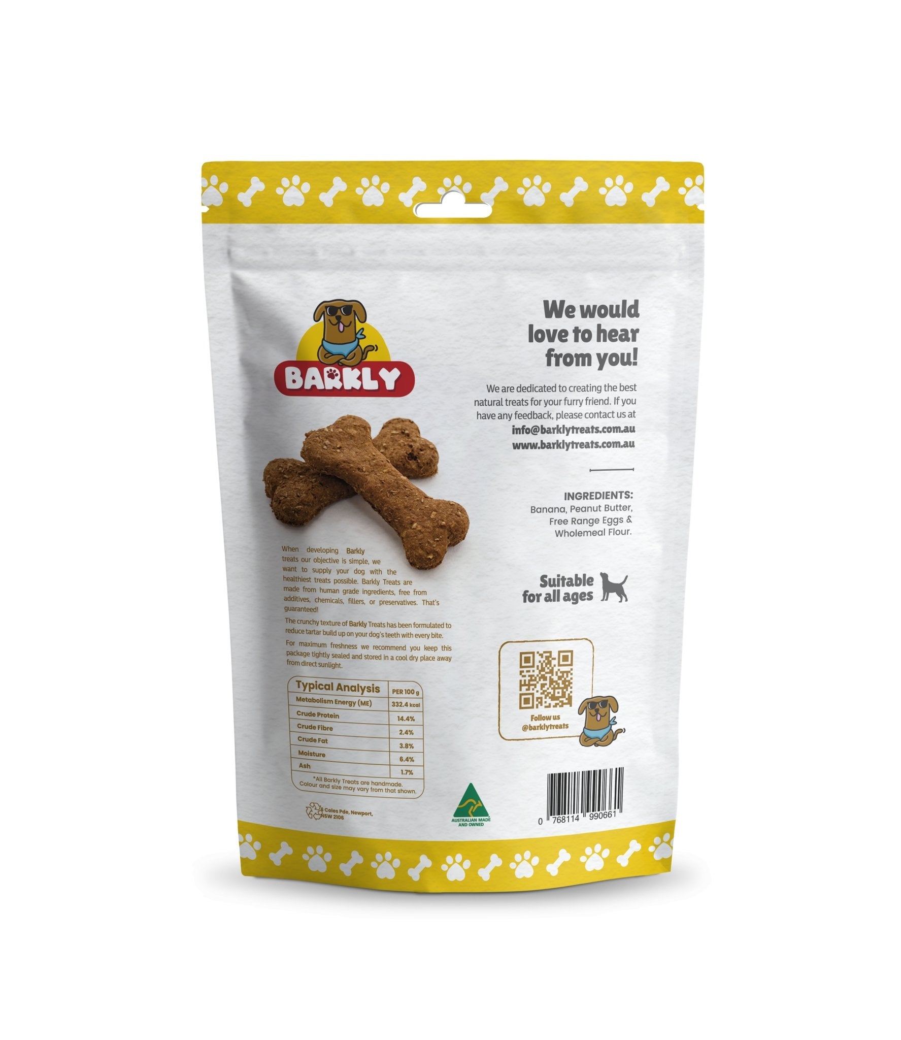 Bag of banana and peanut butter dog treats