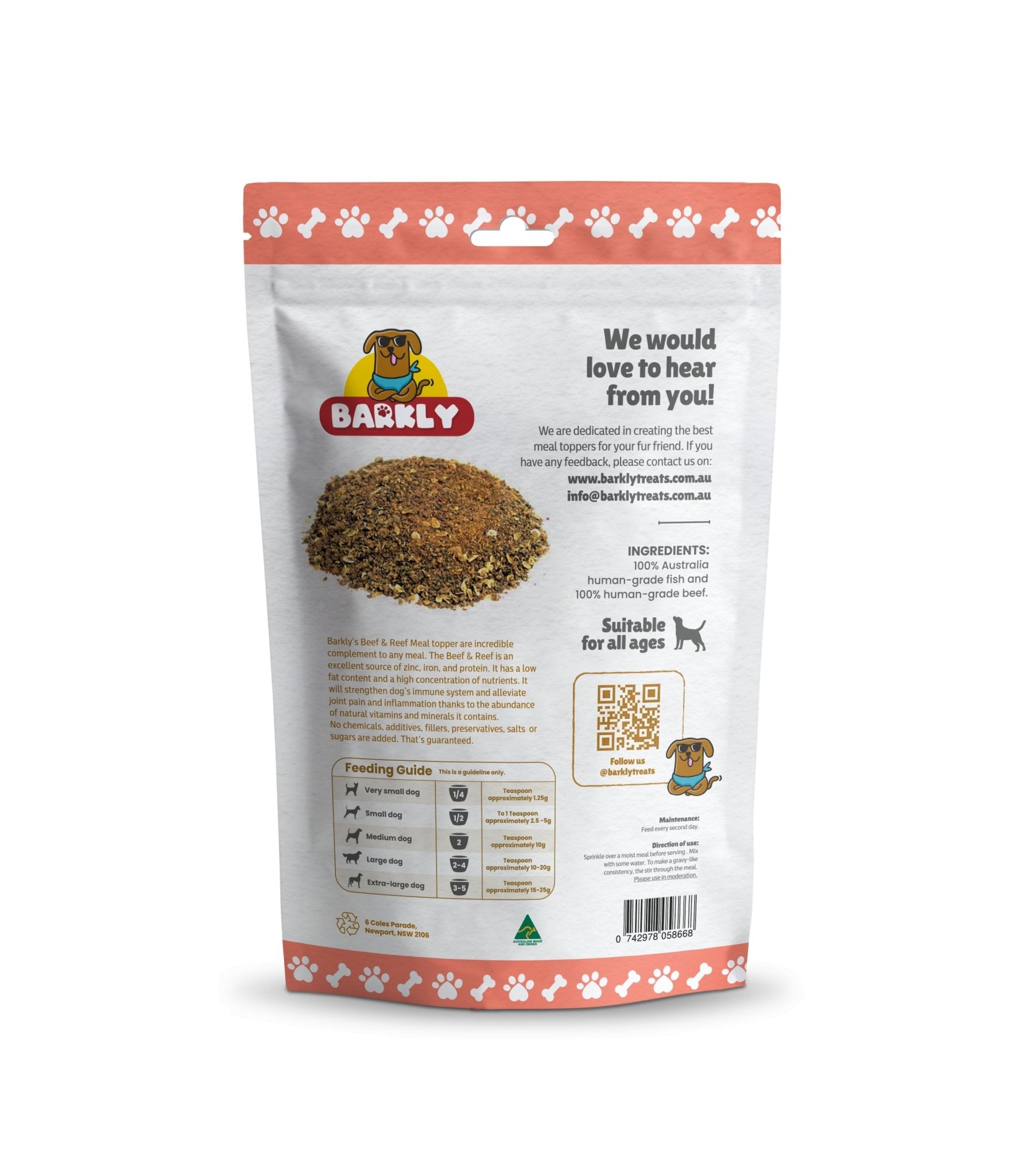 beef reef dog meal topper
